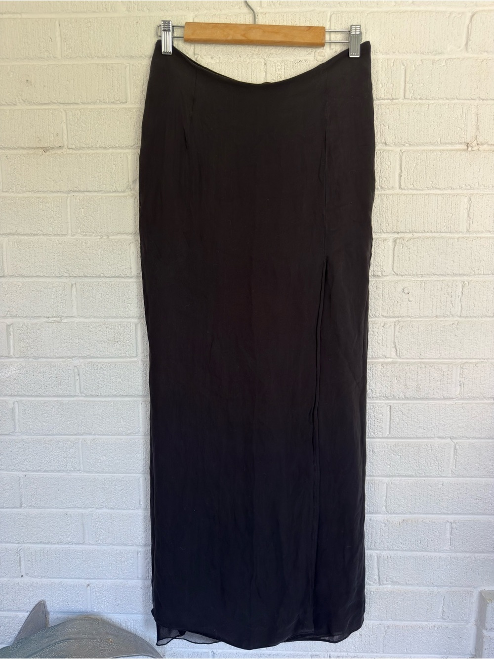 Emporio Armani Black Maxi Slip Skirt with Side Vent